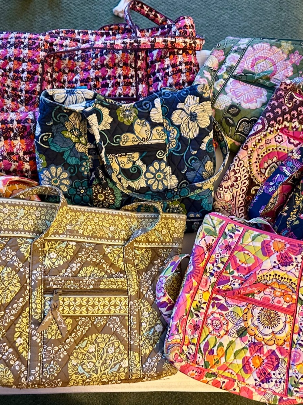 Vera Bradley Vintage Quilted Bag Lot Bundle 11 PC Crossbody Tote Hipster
